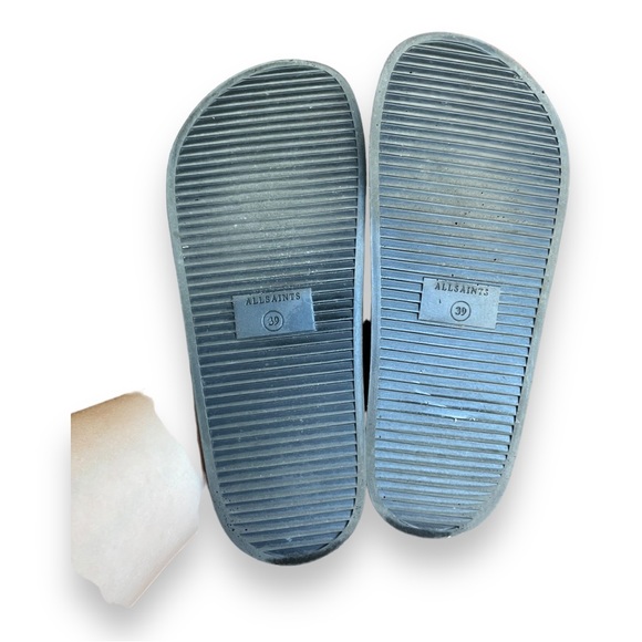 All Saints Mistly Solid Black Leather Slide 1" Platform - Picture 6 of 9